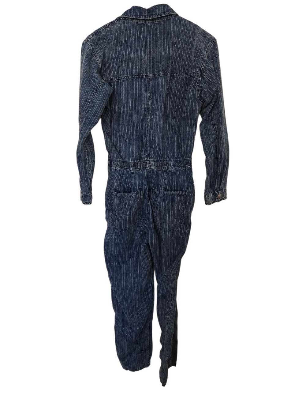 🌟 Free People We The Free Denim Utility Jumpsuit | Pinstripe Button Front Boile - Picture 7 of 9